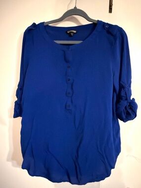 EXPRESS Deep Blue Long Sleeve Blouse